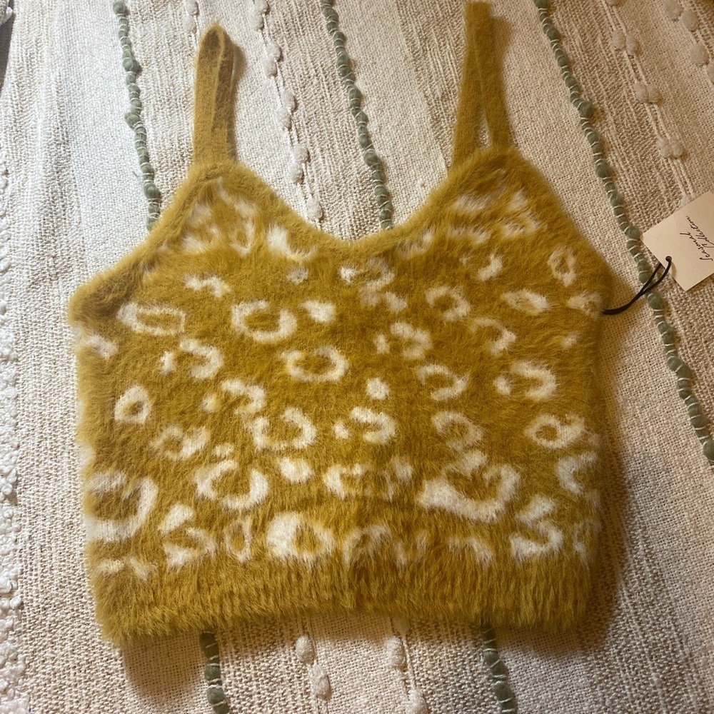 Seasoned yellow fuzzy tank top